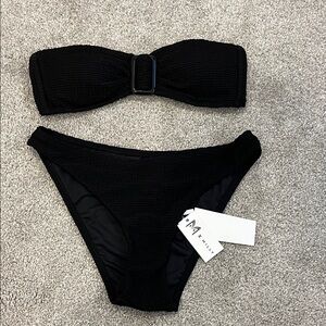 NWT Milly Black Bandeau Bikini Set Size S